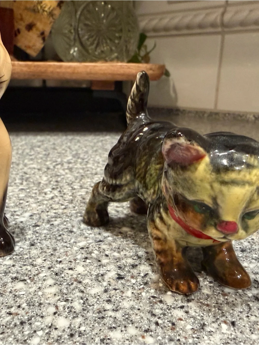 Vintage Ceramic Cat Figurine Set - Brown, Cream Decorative Cats (Please Read)